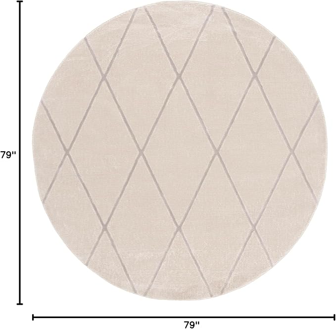SAFAVIEH Revive Collection Area Rug - 6'7" Round, Beige, Trellis Design, Non-Shedding & Easy Care, Ideal for High Traffic Areas in Living Room, Bedroom (REV104B)