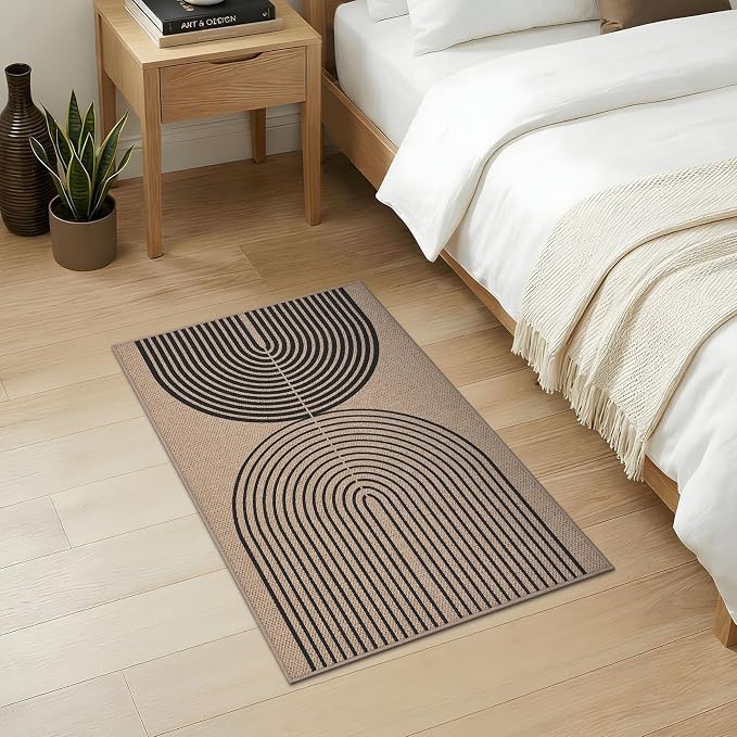 GarveeHome Modern Rainbow Easy Jute Entryway Rug 2x3 for Indoor Outdoor Front Door Mat Neutral Non Slip Non Shedding Washable Carpet Farmhouse Kitchen Mat