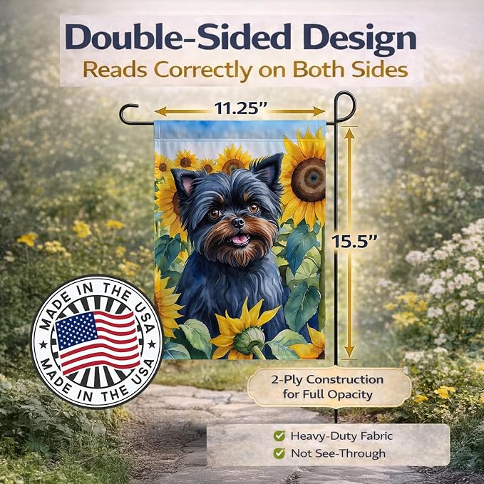 Caroline's Treasures DAC6000GF Affenpinscher in Sunflowers Garden Flag Mailbox Flag Decorative Yard Flag Banner Outside Patio Artwork Yard Flower Beds, Garden Size, Multicolor