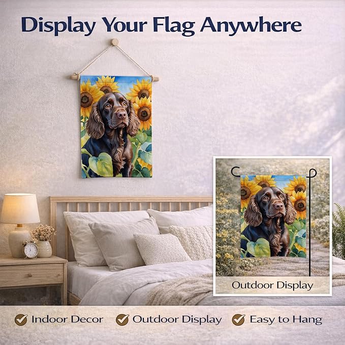 Caroline's Treasures DAC6039GF Boykin Spaniel in Sunflowers Garden Flag Mailbox Flag Decorative Yard Flag Banner Outside Patio Artwork Yard Flower Beds, Garden Size, Multicolor