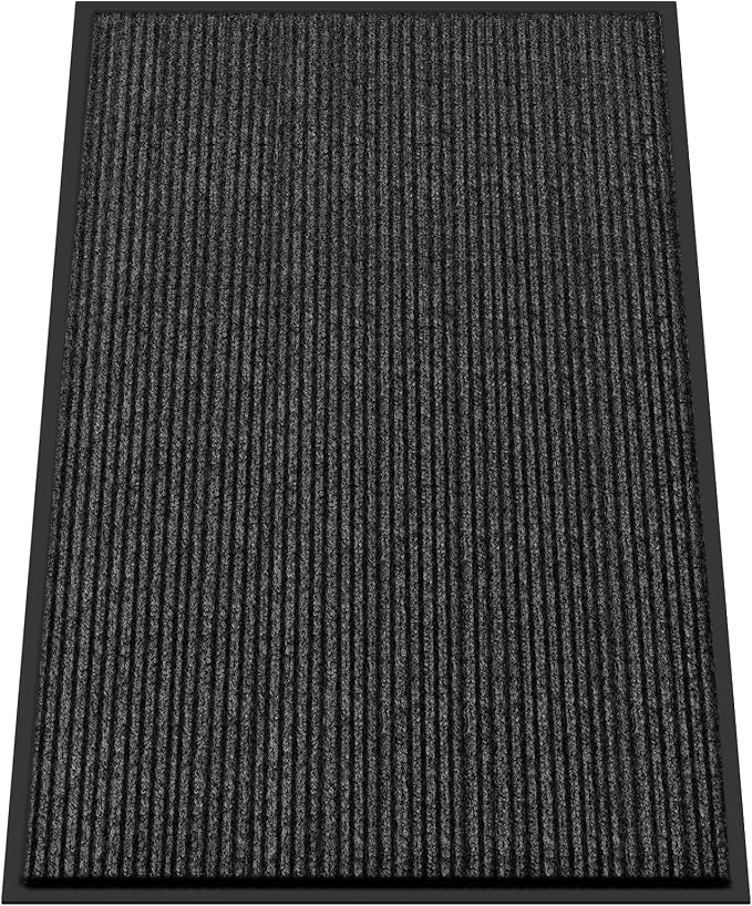 Kuyal Front Door Mat, 4'x6' Indoor Outdoor Entrance Mat, Commercial Floor Mats Inside Outside Entrance, Heavy Duty Durable Welcome, Rubber Backing Non Slip Outdoor Mats for Entryway,Black