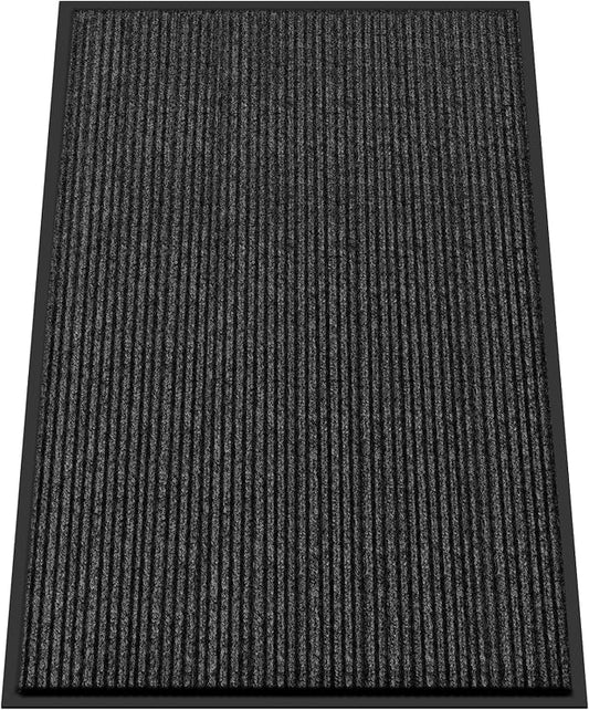 Kuyal Front Door Mat, 4'x6' Indoor Outdoor Entrance Mat, Commercial Floor Mats Inside Outside Entrance, Heavy Duty Durable Welcome, Rubber Backing Non Slip Outdoor Mats for Entryway,Black