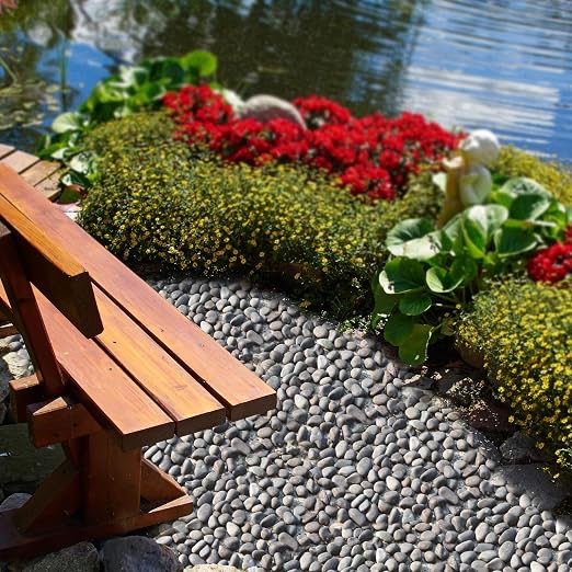 Pulovin 40 lbs River Rocks for Landscaping, 0.4-1 inch Natural Rocks for Aquarium, Fish Tank, Decorative Garden Stones for Plants, Flower Pots, Vase, Walkways