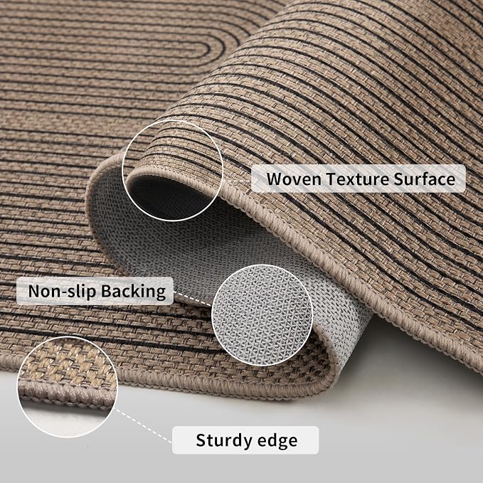 Tangsoo Rainbow Easy Jute Rug 6x9 Washable Area Rugs for Living Room,Farmhouse Non Slip Indoor Outdoor Carpet,Modern Office Mat for Backyard Dining Room Patio Bedromm Sunroom Decor