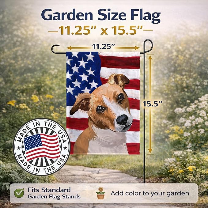 Caroline's Treasures CK6647GF Plummer Terrier American Flag Garden Flag Mailbox Flag Decorative Yard Flag Banner Outside Patio Artwork Yard Flower Beds, Garden Size, Multicolor