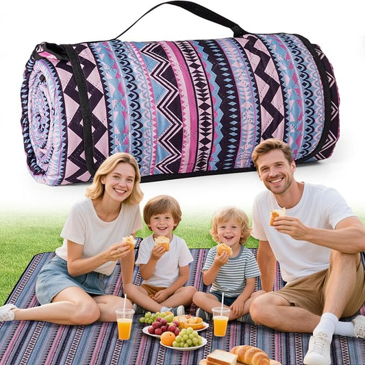Picnic Blankets Waterproof, Extra Large Picnic Mat 79"X79", Sandproof Washable Camping Beach Blanket, Camping Accessories for Outdoor Activities, Bohemia