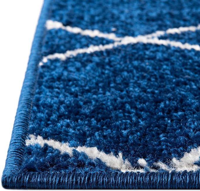 Unique Loom Trellis Frieze Collection Area Rug - Geometric (6' 1" x 9', Navy Blue/ Ivory)