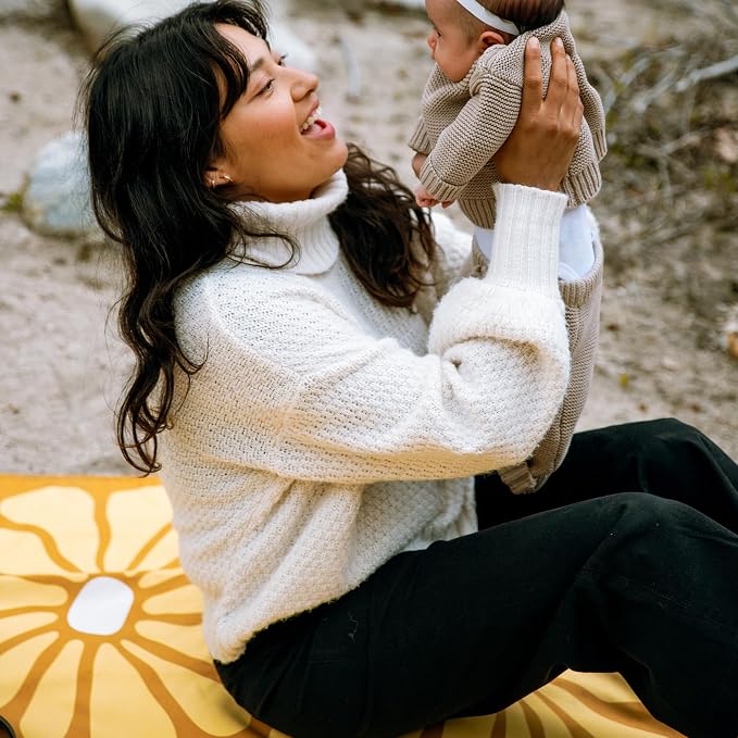 Nomadix Festival Blanket - Plush Top & Water Resistant Base - Made with Post Consumer Recycled Materials - Lazy Daisy Gold - 60x72