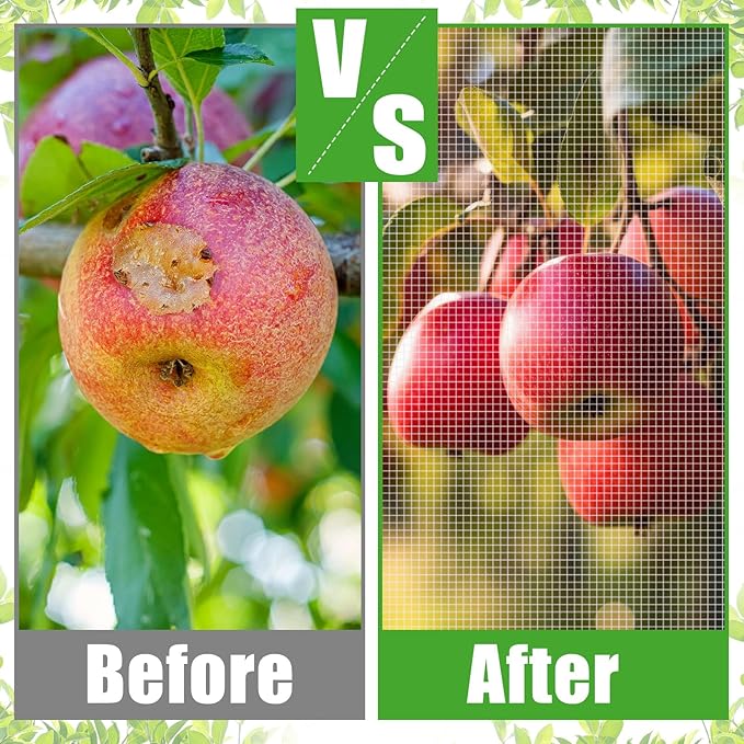 12 x 12 ft Large Fruit Tree Netting for Protecting Fruit from Squirrels Birds Bug Deer & Rat Garden Mesh Netting with Zipper and Drawstring Tree Covers for Blueberry Peach Apple Garden Bushes