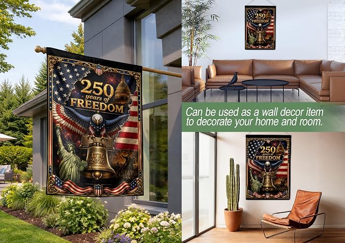 250th Year Of Freedom Flags, 250 Anniversary Usa Flag, American Flag With Eagle, 1776-2026 Commemorative, Two-sided Print, Garden Flags For Outside, American 250th Anniversary Patriotic Design 3 (30x40 Inch)