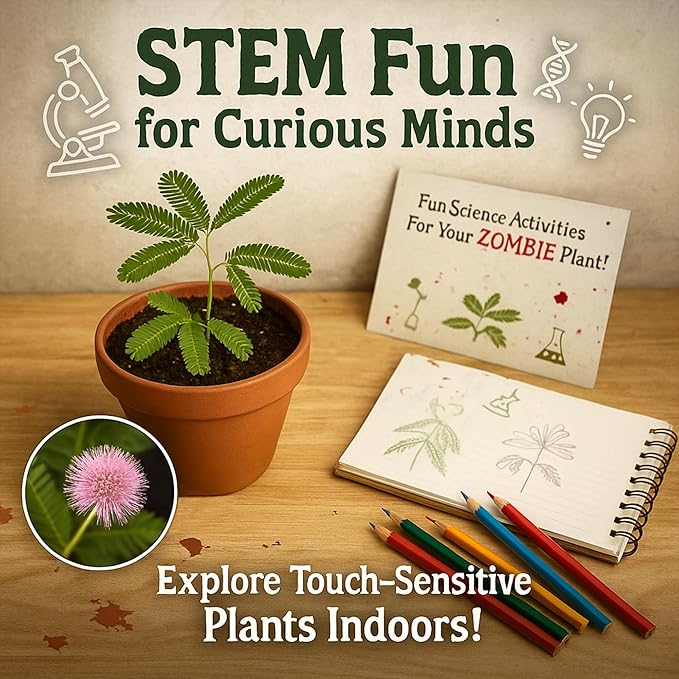 Zombie Plant Seed Packets – Grow a Live Plant that Plays Dead When Touched! Unique Indoor Gardening Gift for Men, Dads, Gardeners & Plant Lovers, Educational STEM Activity – 2 Pack