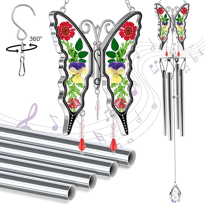 KY&BOSAM Butterfly Wind Chimes for Outside Memorial Sympathy Gifts 20" Memorial Wind Chime for Loss of Loved One Butterfly Sympathy Wind Chimes Remembrance Condolence Bereavement Gift for Loss of Mom