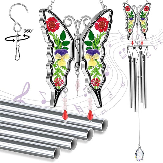 KY&BOSAM Butterfly Wind Chimes for Outside Memorial Sympathy Gifts 20" Memorial Wind Chime for Loss of Loved One Butterfly Sympathy Wind Chimes Remembrance Condolence Bereavement Gift for Loss of Mom