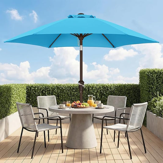 ABCCANOPY 7.5FT Patio Umbrella, Outdoor Waterproof Table Umbrella with Push Button Tilt and Crank, UV Protection Pool Umbrella for Garden, Lawn, Deck & Backyard (Lake)