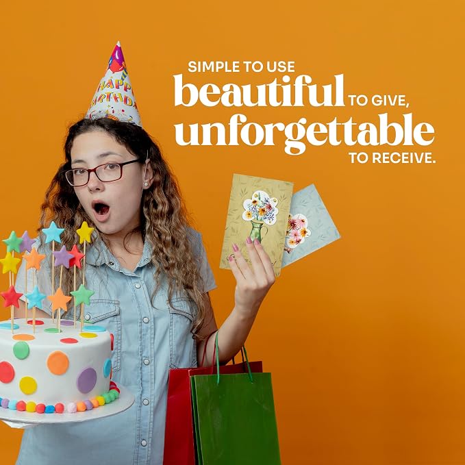 Birthday Cards – 4 Plantable Bouquet Inserts with Wildflower Seeds, 4 Birthday Cards & Envelopes for Kids, Adults, Friends, Family, Coworkers, Men and Women
