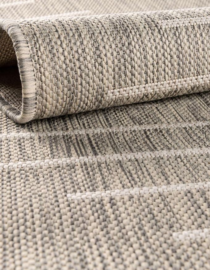 Unique Loom Outdoor Modern Collection Area Rug - Tambor (10' Round Gray/Ivory)