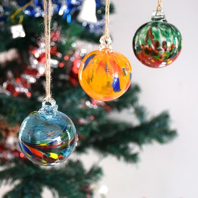 6pcs Hand-Blown Glass Balls Ornaments 6cm/2.36Inch Glass Christmas Ball Ornaments Friendship Gazing Balls for Home Outdoor Garden Patio Décor (Multicolor)