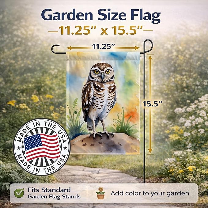 Caroline's Treasures Burrowing Owl Garden Flag Mailbox Flag Decorative Yard Flag Banner Outside Patio Artwork Yard Flower Beds, Garden Size, Multicolor