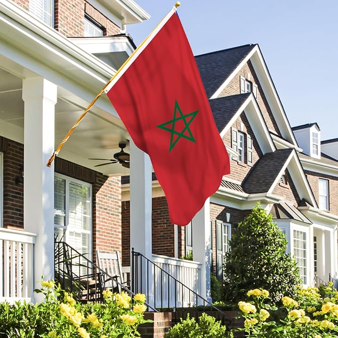 AhfuLife Morocco Flag 3x5 Ft 2 PCS, Large Morocco National Flags for Outside - Double Side with Brass Eyelets for World Cup Party Decorations, Soccer Party Bar Garden Decoration Indoor Outdoor