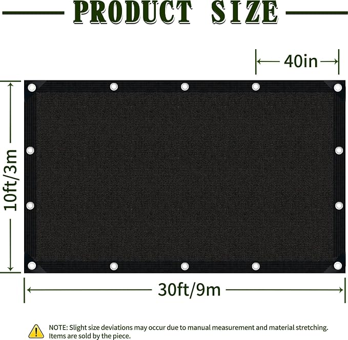 40% Shade Cloth for Garden,10×30FT Durable HDPE Mesh with Grommets, Sun Protected Garden Shade Netting for Vegetables Flowers Greenhouse Patio, Yard