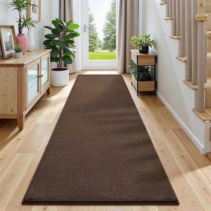 Vasofe 2x8 Bedroom Runner Rug, Hallway Runner Rug, Non Slip Bedside Runners | Long Bedside Runner Rug for Bedroom Kitchen Dorm Kids Boys Room, Washable Medium Pile Shag Fluffy Carpets for Entrance
