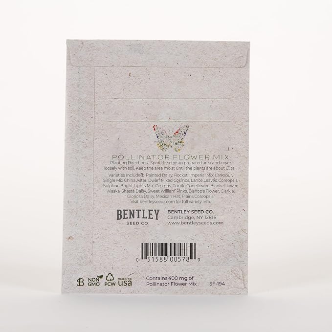 Bentley Seed Co. Help Pollinators Kraft Butterfly - Pollinator Wildflower - Kit - 25 Seed Packs - Perfect Eco-Friendly Gift for Gardeners & Friends - Non GMO Seeds