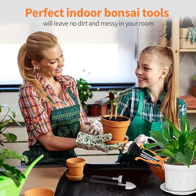 Bonsai Tools Set, 20 Pcs Gardening Succulent Tree Indoor Beginner Tool Kit, Include 262 Feet Bonsai Wire, 29.5"x29.5" Plant Repotting Mat, Leather Bag, Bonsai Scissors, Pruning Shears, Gifts for Women | Include 262 Feet Bonsai Wire, 29.5"x29.5" Plant R...