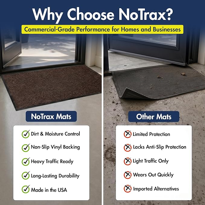 Notrax 109 Industrial Door Mat, 3' x 5' Entrance Mat, Heavy Duty Commercial Rugs for Entryway, Welcome Lobbies, Garage, and Mudroom, Made in the USA, Brown, Brush Step 109S0035BR