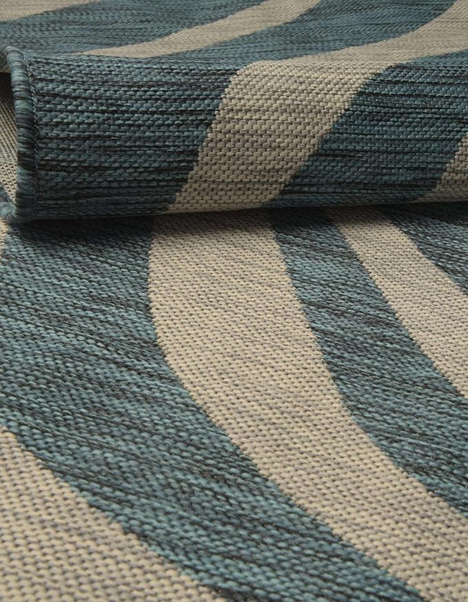 Unique Loom Outdoor Safari Collection Area Rug - Tsavo (2' x 3' 1" Rectangle, Teal/ Ivory)