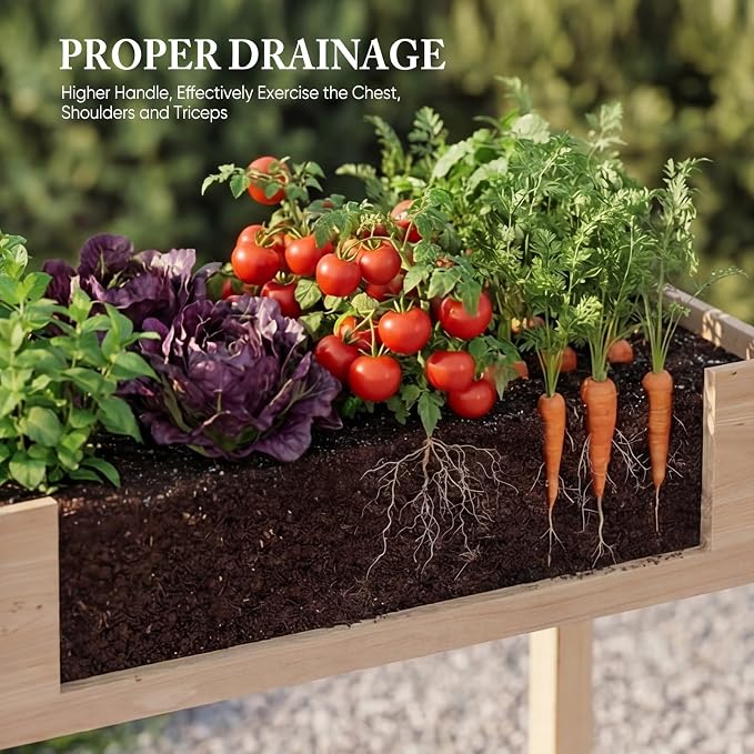DUMOS Raised Garden Bed 72x23x30 Inch, Outdoor Planter Box with Legs, Elevated Wood Garden Bed with Liner for Herbs Flowers Vegetables, Wooden Planter Box for Patio, Balcony, Backyard, Natural Wood