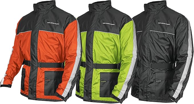Nelson Rigg Solo Storm Rain Jacket, Waterproof, Breathable, and Packable (Orange/Black, Large)