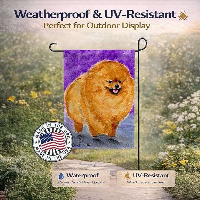 Caroline's Treasures SS8681GF Pomeranian Garden Flag Mailbox Flag Decorative Yard Flag Banner Outside Patio Artwork Yard Flower Beds, Garden Size, Multicolor