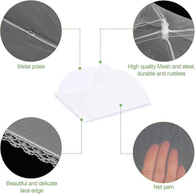 4 Pack Mesh Food Covers 17 inch, Large and Tall Food Covers, Pop-Up Mesh Food Covers Tent Umbrella for BBQs, Outdoors, Screen Tents, Parties Picnics, Fruit Cover