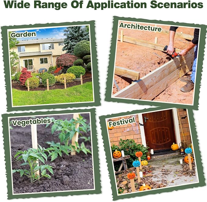 Colingmill 48 Pieces Wooden Garden Stakes 18 Inch Grade and Survey Stakes Wooden Garden and Sign Posts for Plant Support Silt Fence Yard Farm Survey Boundaries Baselines
