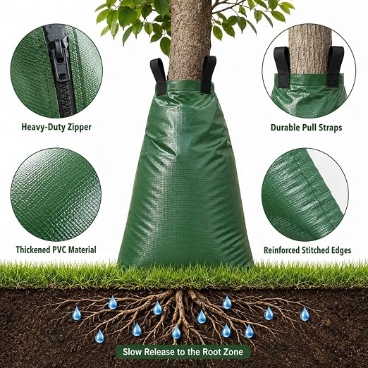 Tree Watering Bags Slow Release:20 Gallon - Reusable & Premium PVC Water Bags - Slow Watering 6-8 Hours for Newly Planted or Established Trees in Hot Weather (3 Pack)