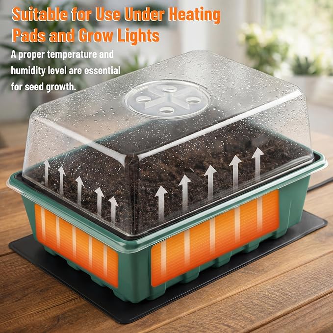 Mr. Pen- Seed Starter Tray Kits, 6.6"x4.6", 10 Set, Total 120 Cells | Durable Plant Germination Trays with Humidity Vented Domes and Bases, Ideal for Seed Starting