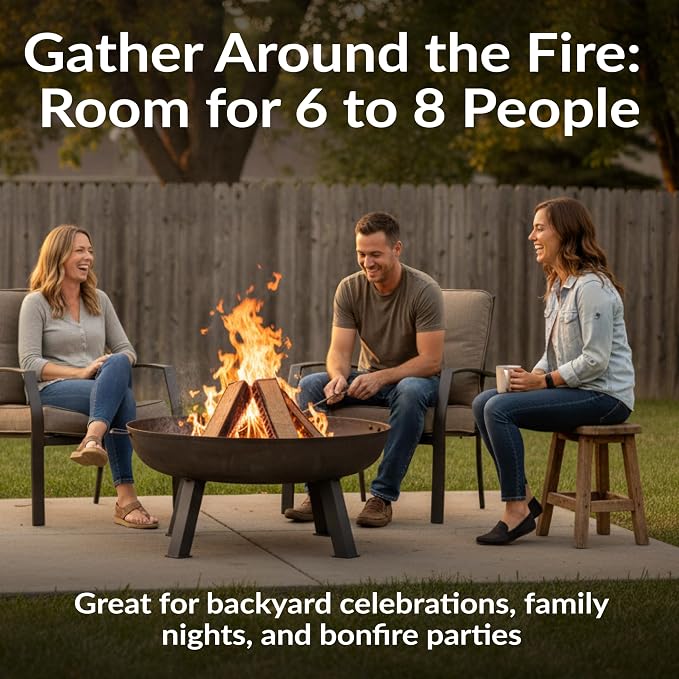 Sunnydaze Cast Iron Heavy Duty Fire Pit for Outside - Wood Burning Outdoor Fire Pit Bowl with Handles for Patio, Backyard, Camping - 34" - Gray