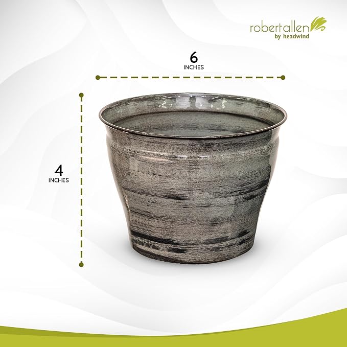 Headwind Glazed Ironstone Vanhorne Collection – 6" Luna Brown Decorative Plant Pot – Lightweight & Triple Coated w/Drainage Flower Pots for Indoor Plants & Outdoor Planter Use by Robert Allen
