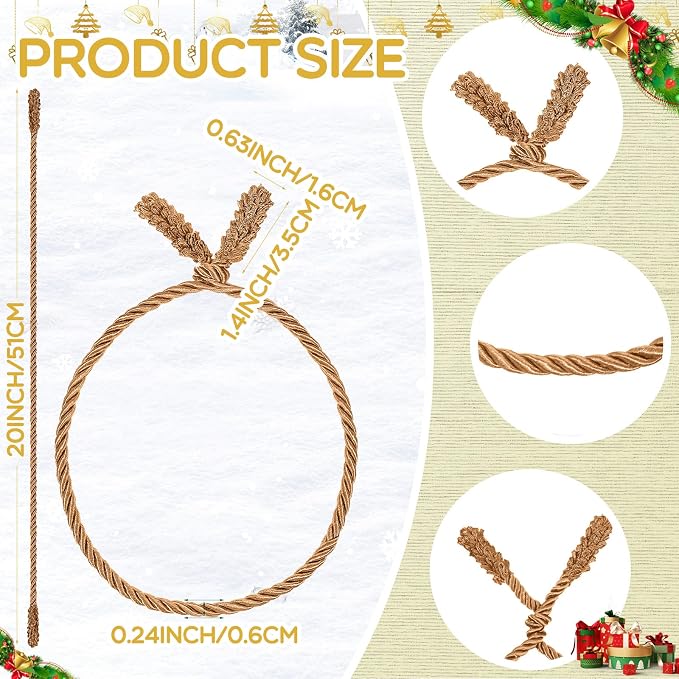 Zhengmy 50 Pcs 20 Inches Christmas Garland Ties Christmas Decorative Twist Ties for Banister Reusable and Flexible Twist for Xmas Home Decorations Holiday Craft Wrapping (Gold)