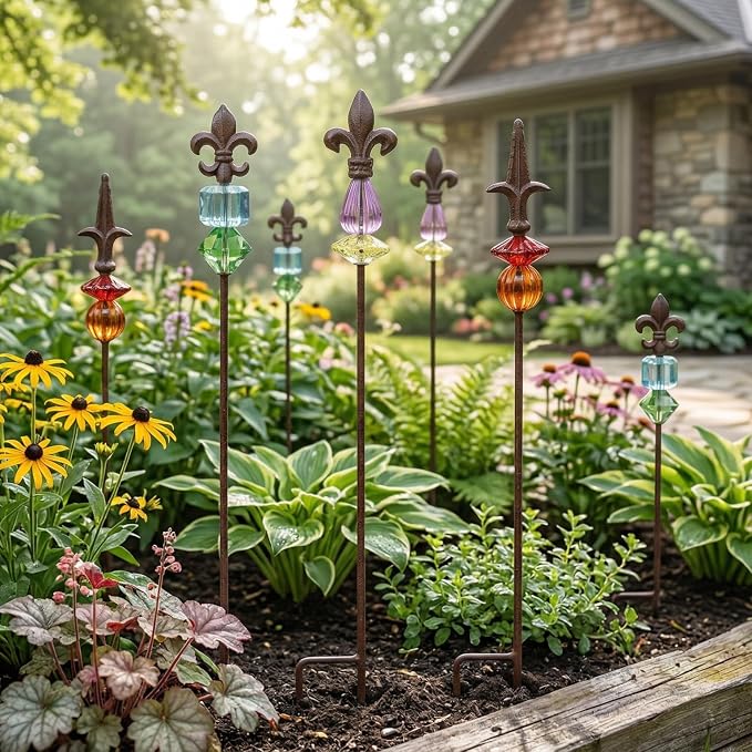 Garden Stake Outdoor Metal Garden Stake Plant Pick Cute Metal Stick Art Ornament Decor for Lawn Yard Patio,3PCS, 25" H Magic Wand