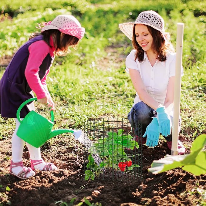 6 Packs 12"x 12" Large Wire Plant Protectors from Animals,Plant Cages for Outdoor Plants,Plant Covers from Animals with Ground Stakes and Nylon Ties Protect Plants,Shrubs,Vegetables from Animals-18PCS