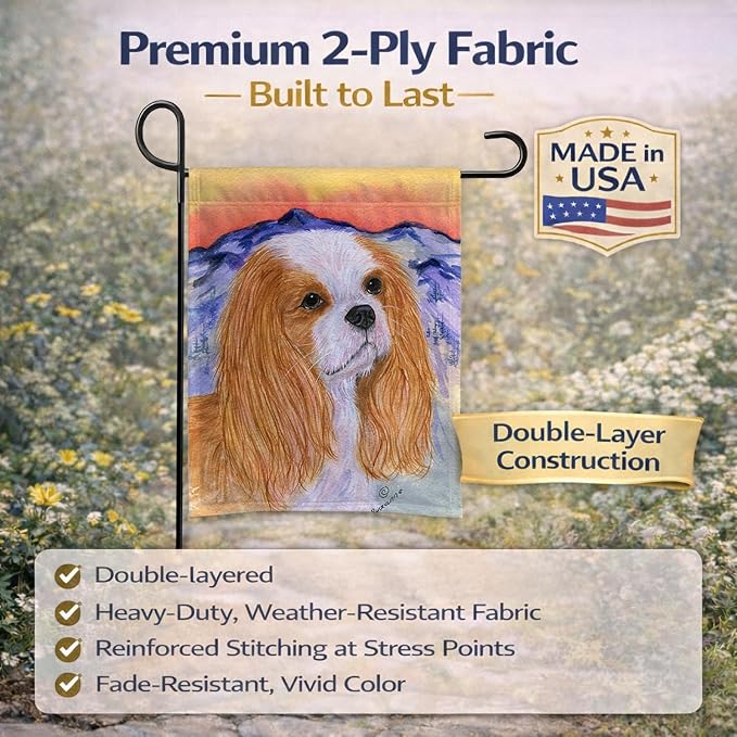 Caroline's Treasures SS8164GF Cavalier Spaniel Garden Flag Mailbox Flag Decorative Yard Flag Banner Outside Patio Artwork Yard Flower Beds, Garden Size, Multicolor