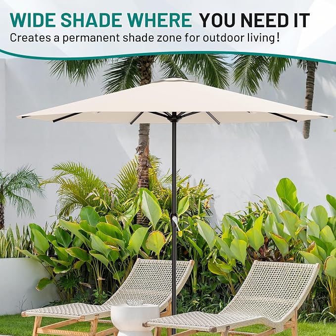 AreShark 12 FT Patio Umbrella for Outdoor, Outdoor Table Umbrella with Push Button Tilt and Crank, Outdoor Patio Umbrellas with 8 Sturdy Ribs, Patio Umbrellas for Market, Garden, Pool (Cream White)