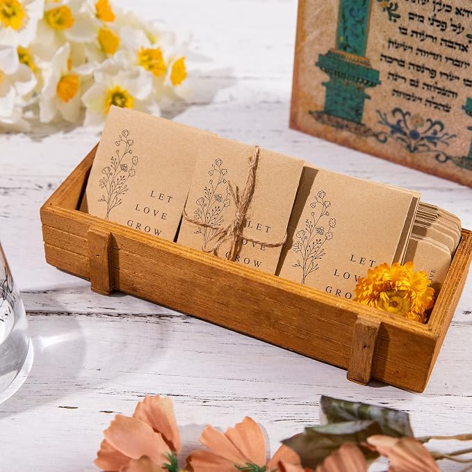 Whaline 200 Pack Wedding Favor Seed Packets Spring Summer Self-Adhesive Let Love Grow Retro Kraft Envelope Rustic Small Flower Seeds Storage Packets for Garden Wedding Party Favors, 3.5 x 2.4 Inch