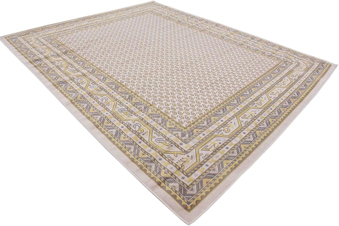 Unique Loom Williamsburg Collection Traditional Border with Dotted Center Area Rug, Rectangular 8' 0" x 10' 0", Beige/Yellow