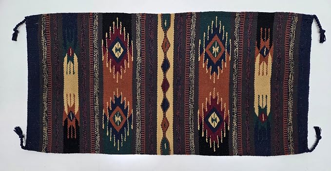 Boho Southwest Area Rug-Diamond Dust- 40"x20" Rust/Multi-Stripes | Made with Cotton, Traditional Craftsmanship, Rustic Charm for Warm Ambiance, Home Accent for Living Room Bedroom And Kitchen