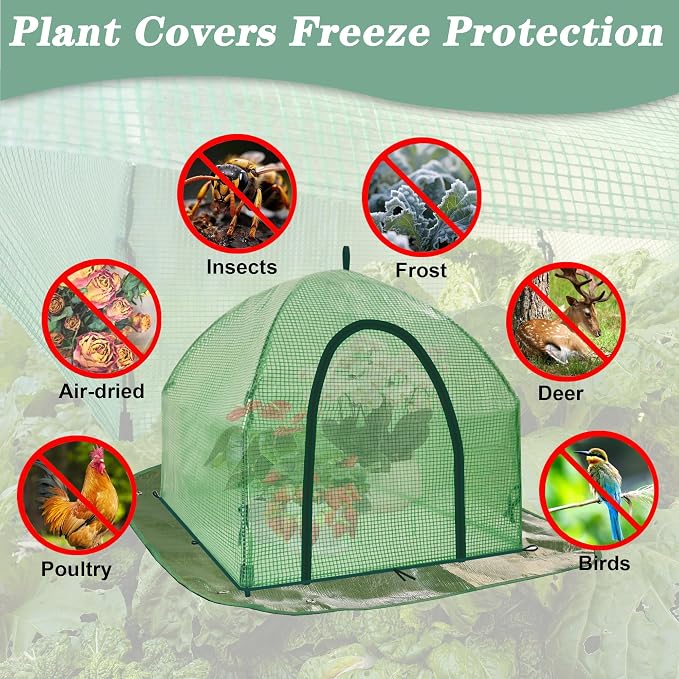 36" Tabletop Plant Cover w/Waterproof Base Ventilation Window for Winter