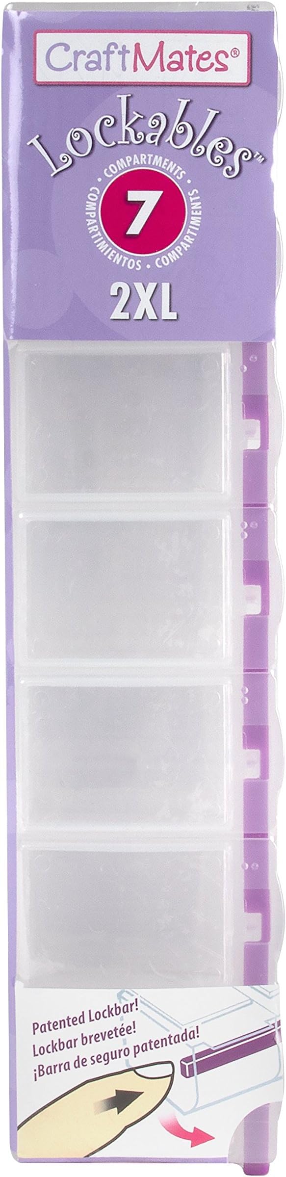 Craft Mates Bead Organizer, 7 Locking Compartments, Plastic Storage (2XL) | Clear Plastic Storage for Buttons, Pins, Jewelry, Diamond Art & Craft Supplies, Large Portable Organizer for Crafters
