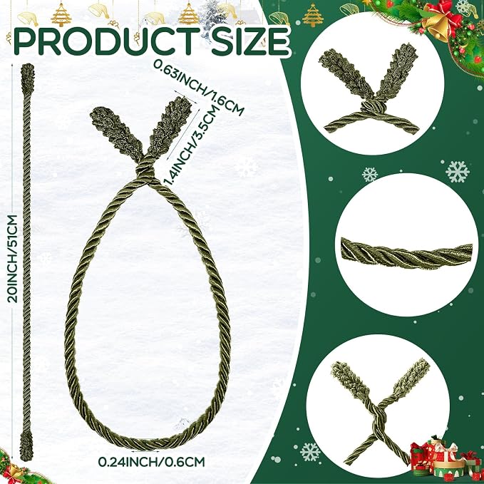 Zhengmy 16 Pcs 20 Inches Christmas Garland Ties Christmas Decorative Twist Ties for Banister Reusable and Flexible Twist for Xmas Home Decorations Holiday Craft Wrapping (Olive Green)