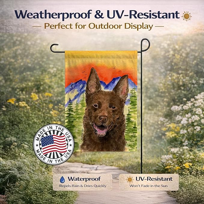Caroline's Treasures SS8422GF Australian Kelpie Garden Flag Mailbox Flag Decorative Yard Flag Banner Outside Patio Artwork Yard Flower Beds, Garden Size, Multicolor